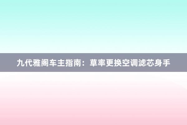 九代雅阁车主指南：草率更换空调滤芯身手